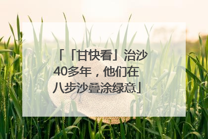 「甘快看」治沙40多年，他们在八步沙叠涂绿意