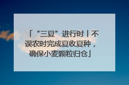 “三夏”进行时丨不误农时完成夏收夏种，确保小麦颗粒归仓