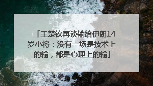王楚钦再谈输给伊朗14岁小将：没有一场是技术上的输，都是心理上的输