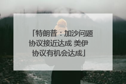 特朗普：加沙问题协议接近达成 美伊协议有机会达成