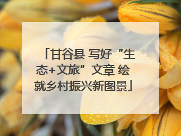 甘谷县 写好“生态+文旅”文章 绘就乡村振兴新图景