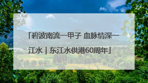 碧波南流一甲子 血脉情深一江水｜东江水供港60周年