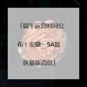端午运营时间公布！安徽一5A景区最新消息