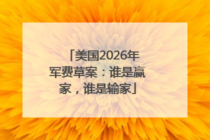 美国2026年军费草案：谁是赢家，谁是输家