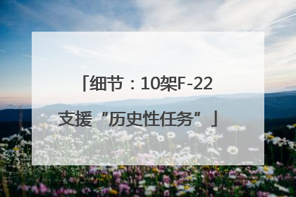 细节：10架F-22支援“历史性任务”
