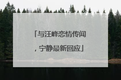 与汪峰恋情传闻，宁静最新回应