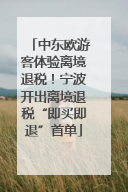 中东欧游客体验离境退税！宁波开出离境退税“即买即退”首单