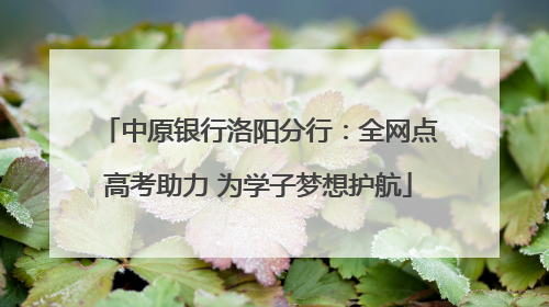 中原银行洛阳分行：全网点高考助力 为学子梦想护航