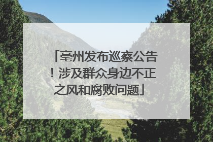 亳州发布巡察公告！涉及群众身边不正之风和腐败问题