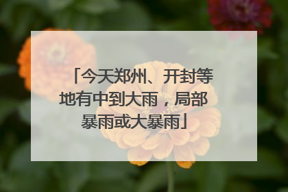 今天郑州、开封等地有中到大雨，局部暴雨或大暴雨