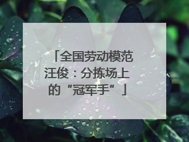 全国劳动模范汪俊：分拣场上的“冠军手”