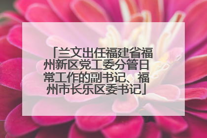 兰文出任福建省福州新区党工委分管日常工作的副书记、福州市长乐区委书记
