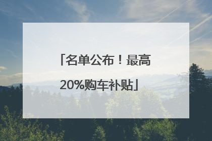 名单公布！最高20%购车补贴