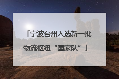 宁波台州入选新一批物流枢纽“国家队”