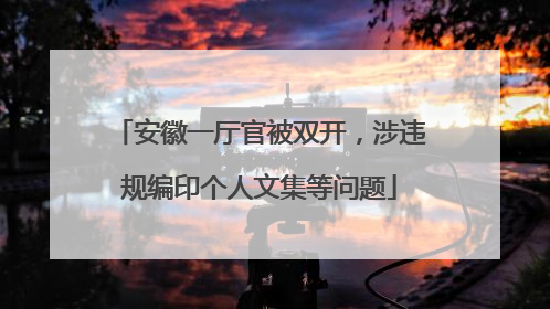 安徽一厅官被双开，涉违规编印个人文集等问题
