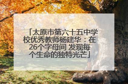 太原市第六十五中学校优秀教师杨建华：在26个字母间 发现每个生命的独特光芒