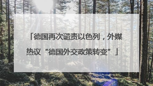 德国再次谴责以色列，外媒热议“德国外交政策转变”
