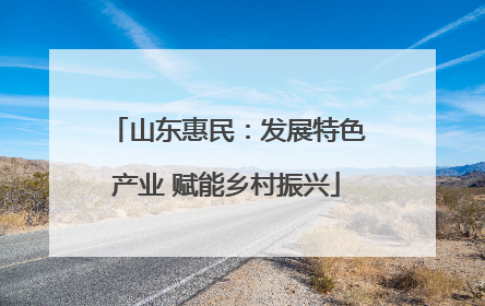 山东惠民：发展特色产业 赋能乡村振兴