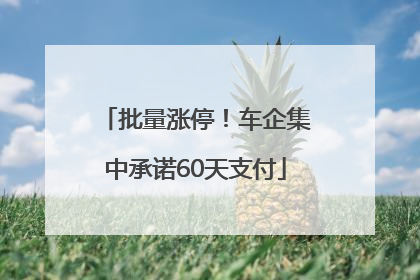 批量涨停！车企集中承诺60天支付
