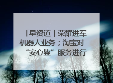 早资道｜荣耀进军机器人业务；淘宝对“安心鉴”服务进行逐步下线调整