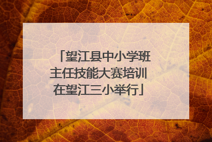 望江县中小学班主任技能大赛培训在望江三小举行