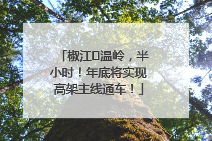 椒江⇌温岭，半小时！年底将实现高架主线通车！