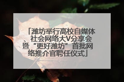 潍坊举行高校自媒体、社会网络大V分享会暨“更好潍坊”首批网络推介官聘任仪式