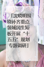沈晓明围绕补齐重点领域民生短板开展“十五五”规划专题调研