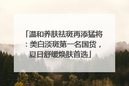 温和养肤祛斑再添猛将：美白淡斑第一名国货，夏日舒缓焕肤首选