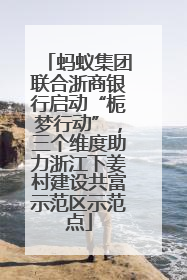 蚂蚁集团联合浙商银行启动“栀梦行动”，三个维度助力浙江下姜村建设共富示范区示范点