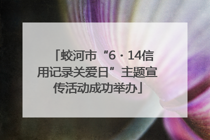 蛟河市“6・14信用记录关爱日”主题宣传活动成功举办