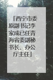 西宁市委原副书记李家成已任青海省委副秘书长、办公厅主任