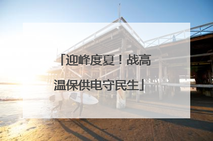 迎峰度夏！战高温保供电守民生