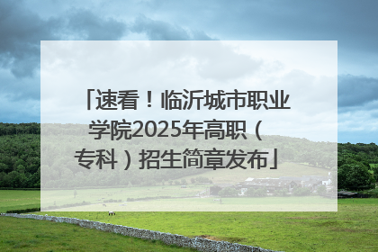 速看！临沂城市职业学院2025年高职（专科）招生简章发布