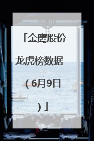 金鹰股份龙虎榜数据（6月9日）
