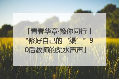 青春华章·豫你同行丨“修好自己的‘渠’”90后教师的渠水声声