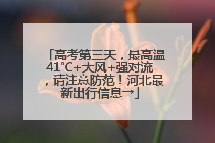 高考第三天，最高温41℃+大风+强对流，请注意防范！河北最新出行信息→